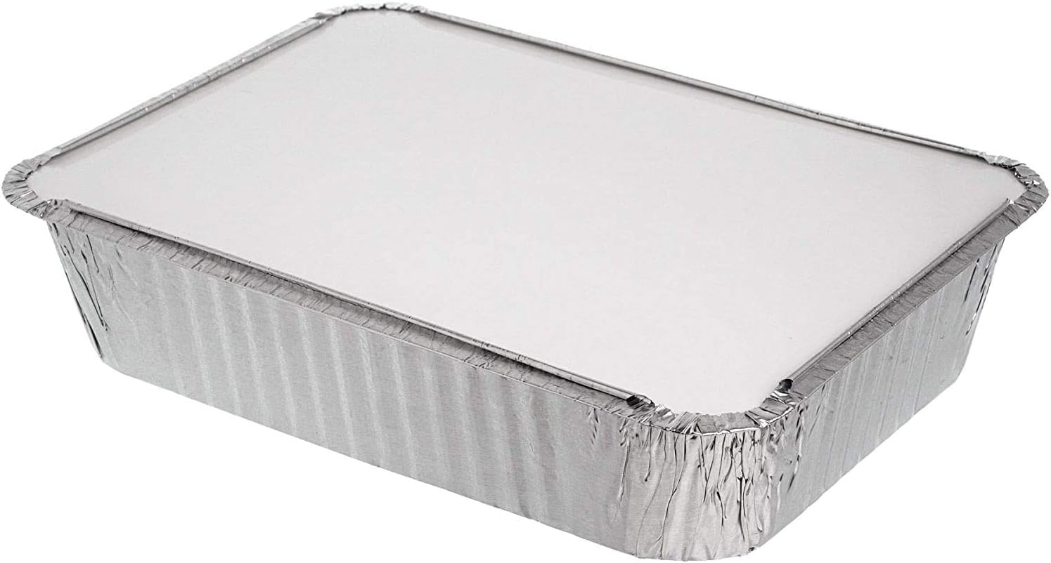 Pack of 10, 2 Litre Rectangular Disposable Aluminum Container Pans with