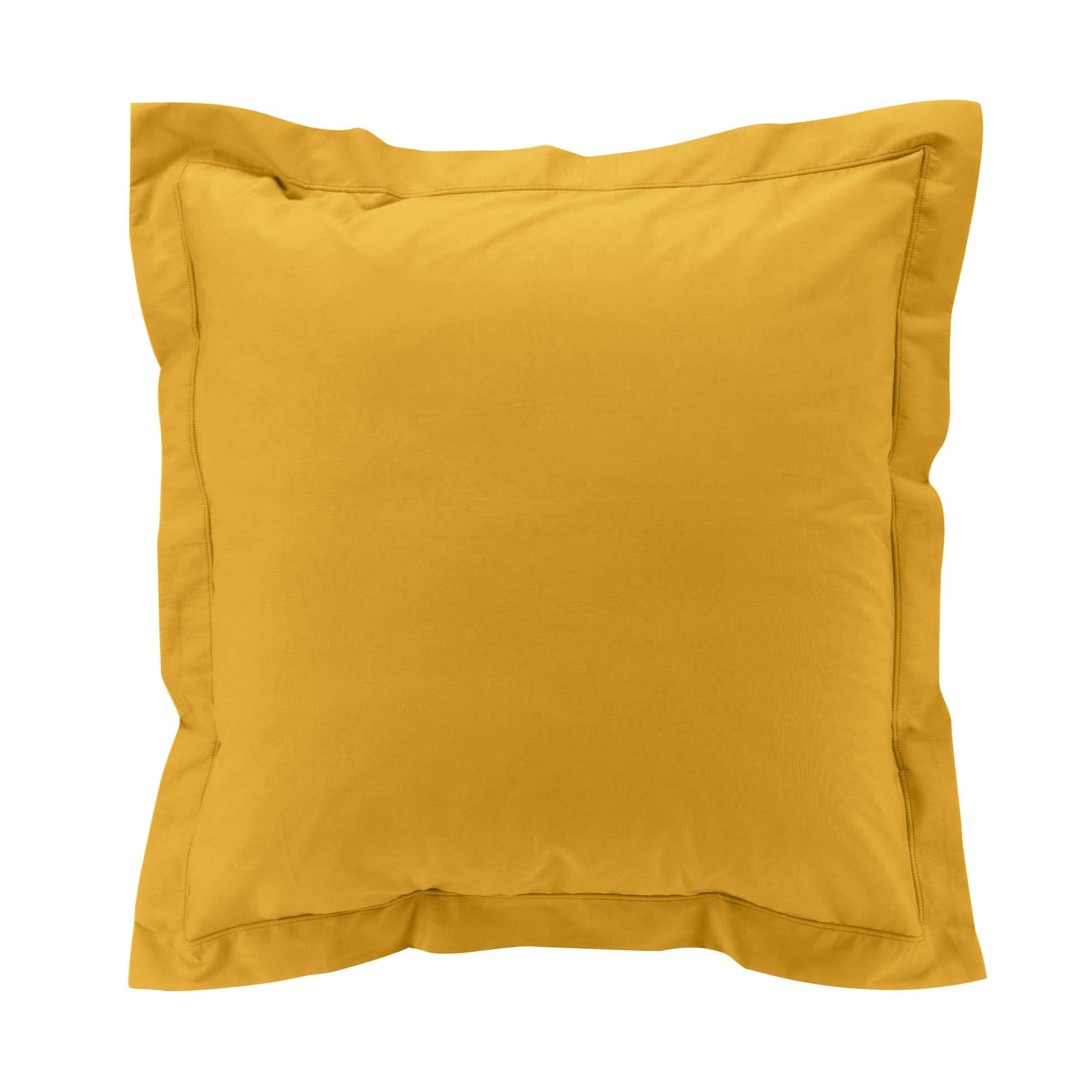 douceur d'intérieur, Percaline Curry 100% Cotton Percale Percale Cushion Cover with Raised Seam