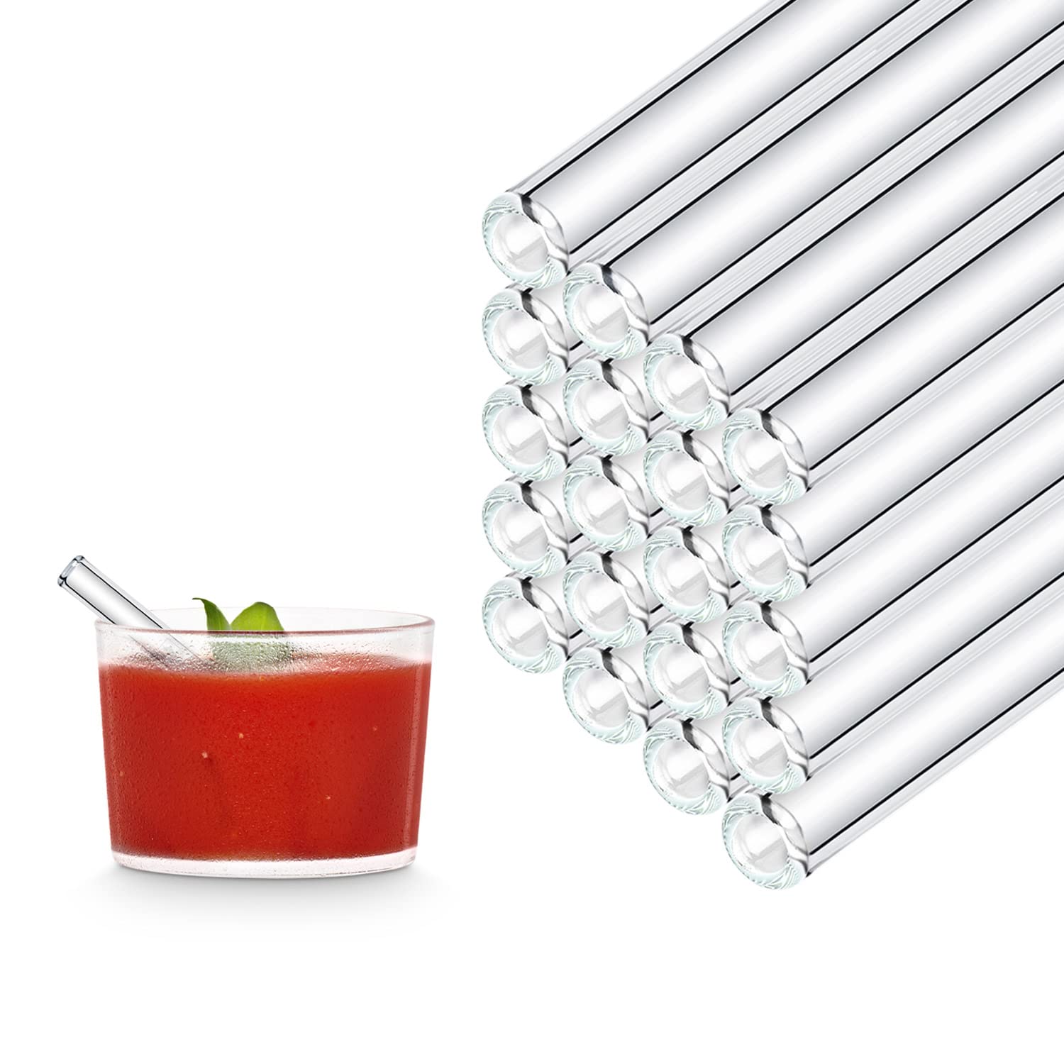 Halm Glass Straws 50x 10 cm Short Straight for Catering Reusable Drinking Tube for B52 Shot Glass Soup - Dishwasher Safe - Sustainable - Glass Drinking Tubes Glass Straws for Shot Glasses