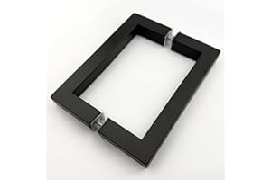 NovaNectar 6" Square Shower Door Handle, Bathroom Back-to-Back Replacement Handles,304 Stainless Steel Pull Hardware for Sliding、Frameless Glass Shower Door, 6 inch-Matte Black