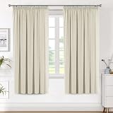 H.Versailtex Blackout Curtains 46x72 Beige Set of 2 Pencil Pleat Thermal view 2