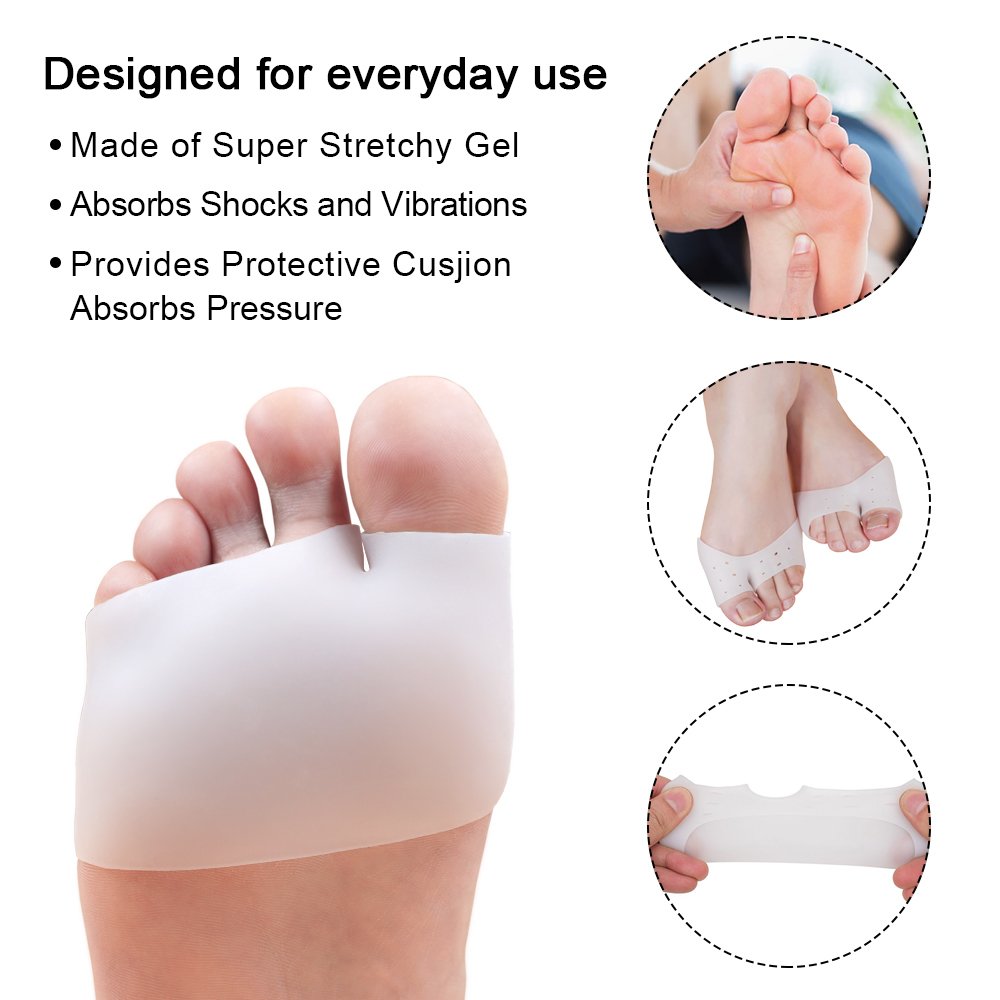 Dr. Foot’s High Heel Pads - Gel Ball of foot Cushions, Metatarsal Pads, Back Heel Shoe Inserts, Heel Snugs, Forefoot and Heel Pain Relief Pad 4 Pairs (Beige)