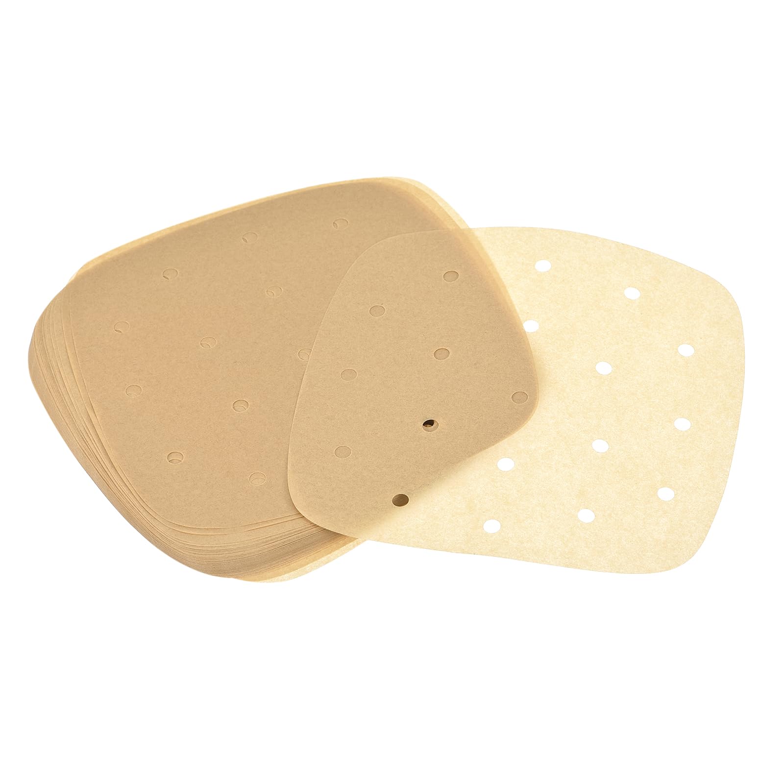 uxcell 200pcs Air Fryer Parchment Paper, 6.5 Inch Square Air Fryer Liner, Non-Stick Steamer Liners for Oven, Microwave, Steaming Basket, Brown