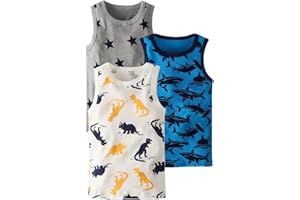 Sanqidu Toddler Baby Boys Tank Top Cotton Sleeveless Shirt Cartoon Undershirts Kids Summer Clothes, Pack of 3