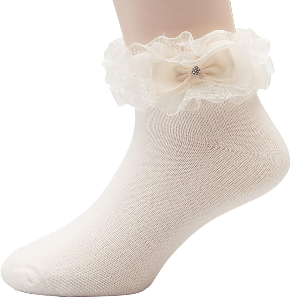 OLIVIA KOO Girl's Organza Multi Ruffle Top Anklet Socks (Infant to 11 Years): Clothing