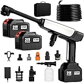 Cordless Pressure Washer Battery Powered,Portable Power Washer with 2pcs 4.5Ah Battery&Charger & 6-in-1 Nozzle,2 Power Level & on/Off Button,Handheld Pressure Washer for Car,Home,Garden Patio (8.5m)