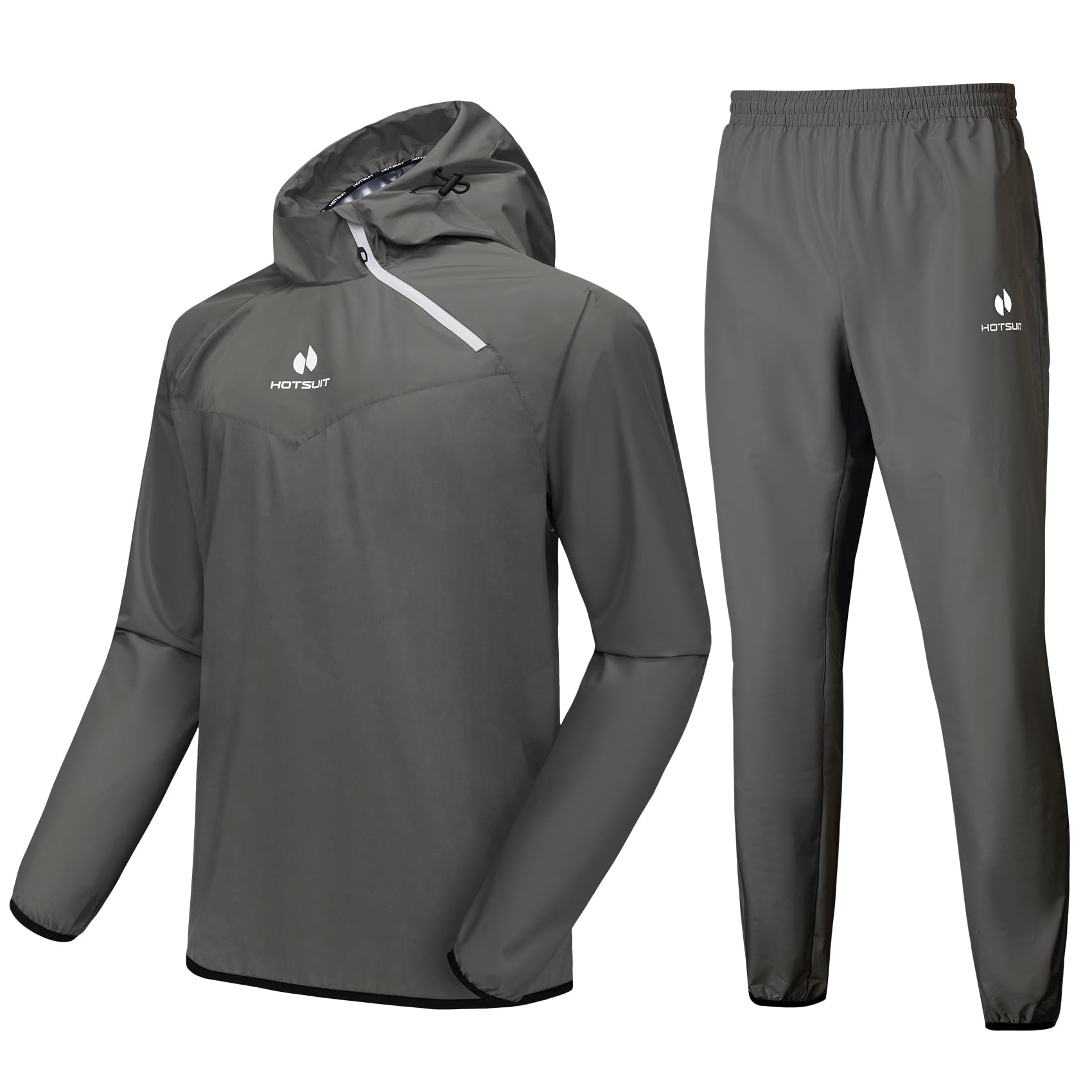 Photo 1 of HOTSUIT Sauna Suit for Men Sweat Sauna Jacket Pant Gym Workout Sweat Suits, Dark Gray, L