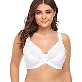 Women's Plus Size Full Coverage Lace Bra Underwire Non Padded Push up Bralette