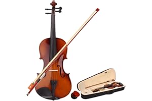 MYTUNES 4/4 Full Size Violin, Natural Solid Wood Satin Acoustic Violin Starter Kit with Case, Bow, Rosin for Beginner Student (4/4, Natural)