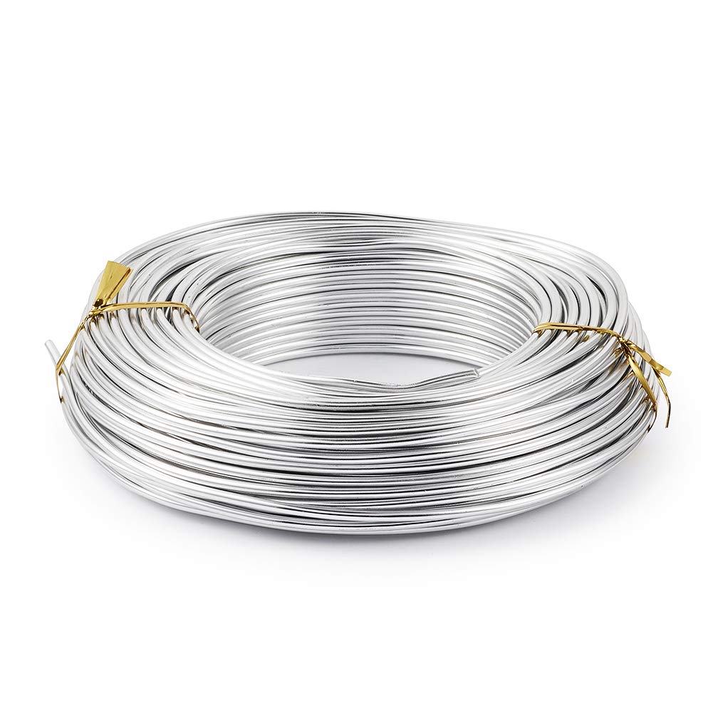 Beadthoven 10 Gauge (2.5mm) Silver Aluminum Craft Wire 114 FT Bendable Flexible Metal Beading Wire for Jewelry Making Wrapping Floral Sculpting