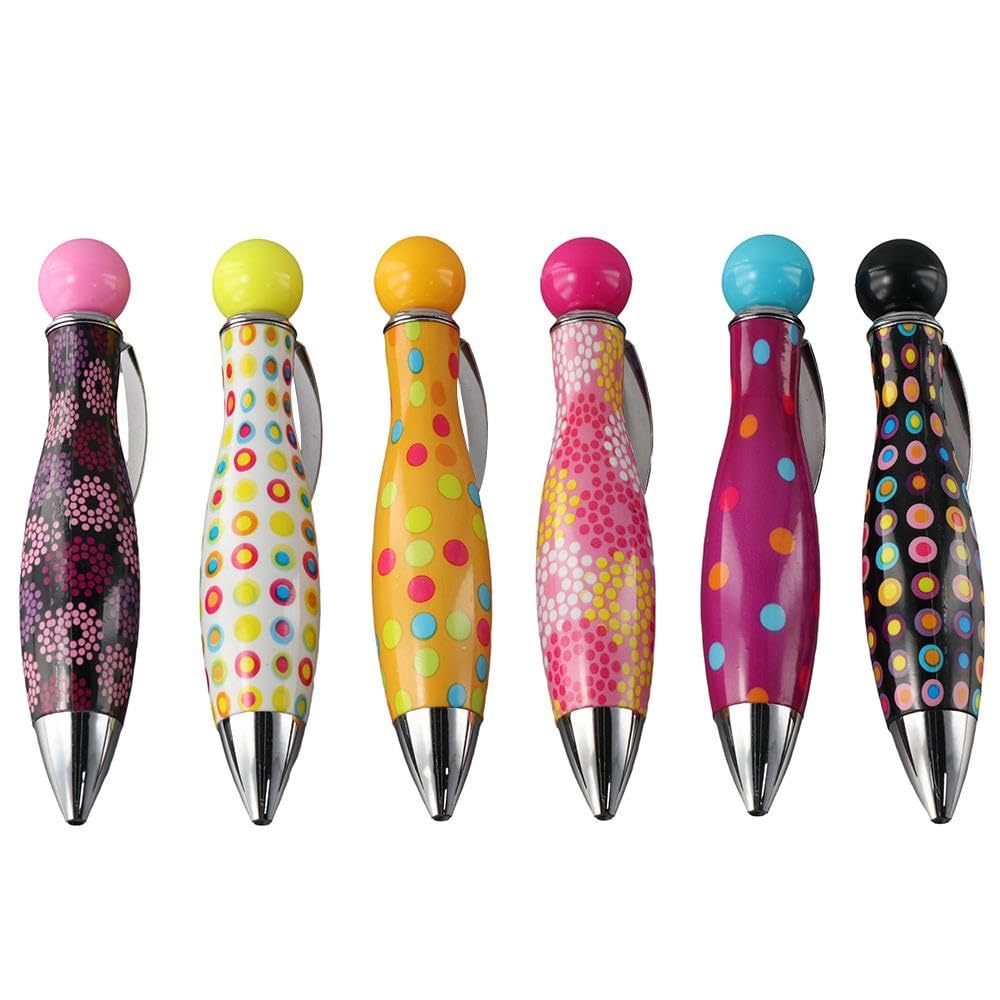 Risedot 6 Pcs Short Fat Pens Mini Ink Pen Gift Ballpoint Pen Black Ink Cute Mini Pen Elegant Fat Pens 1.0mm