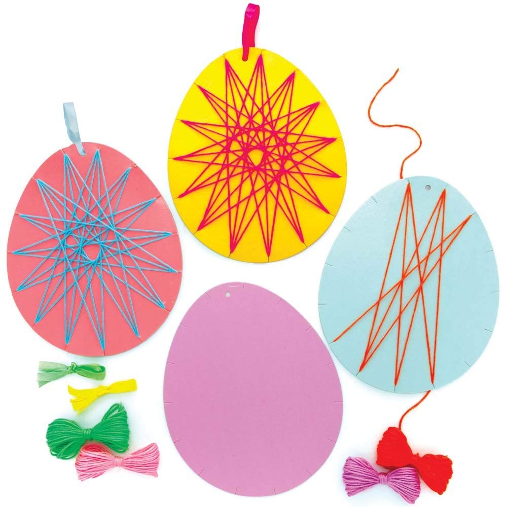 Baker Ross Easter Egg Weaving Kits - Pack of 8, Kids Threading Kit (AX781)