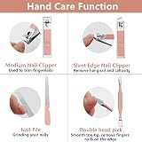 Acehome 7 in 1 Nail Clipper Manicure Set Pink Leather Case Stainless Steel view 3