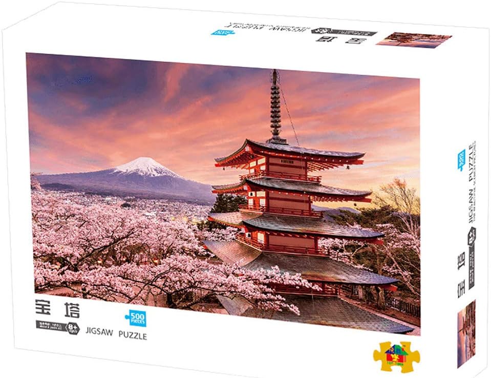 Mousmile Mount Fuji of Japan Jigsaw Puzzles 500 Piece for Adult Kids Educational Toys,Paper Wooden Puzzles,Simple DIY Art Wall Decoration,World Geography and Building (Mount Fuji - 500 Pcs)