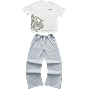 VIPWOLF Men's Tracksuits 2 Piece Jogging Suits Short Sleeve Graphic Tees and Wide Leg Sweatpants