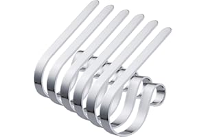 ATAZUA Set of 6 Christmas Stocking Holders for Mantle, Adjustable Metal Stocking Hangers Safe Stocking Hooks (Silver))