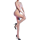YSGUYILT Bodystocking Lingerie for Women Sheer Nylon Body Stockings Glossy High-Stretch Full-Body Catsuit