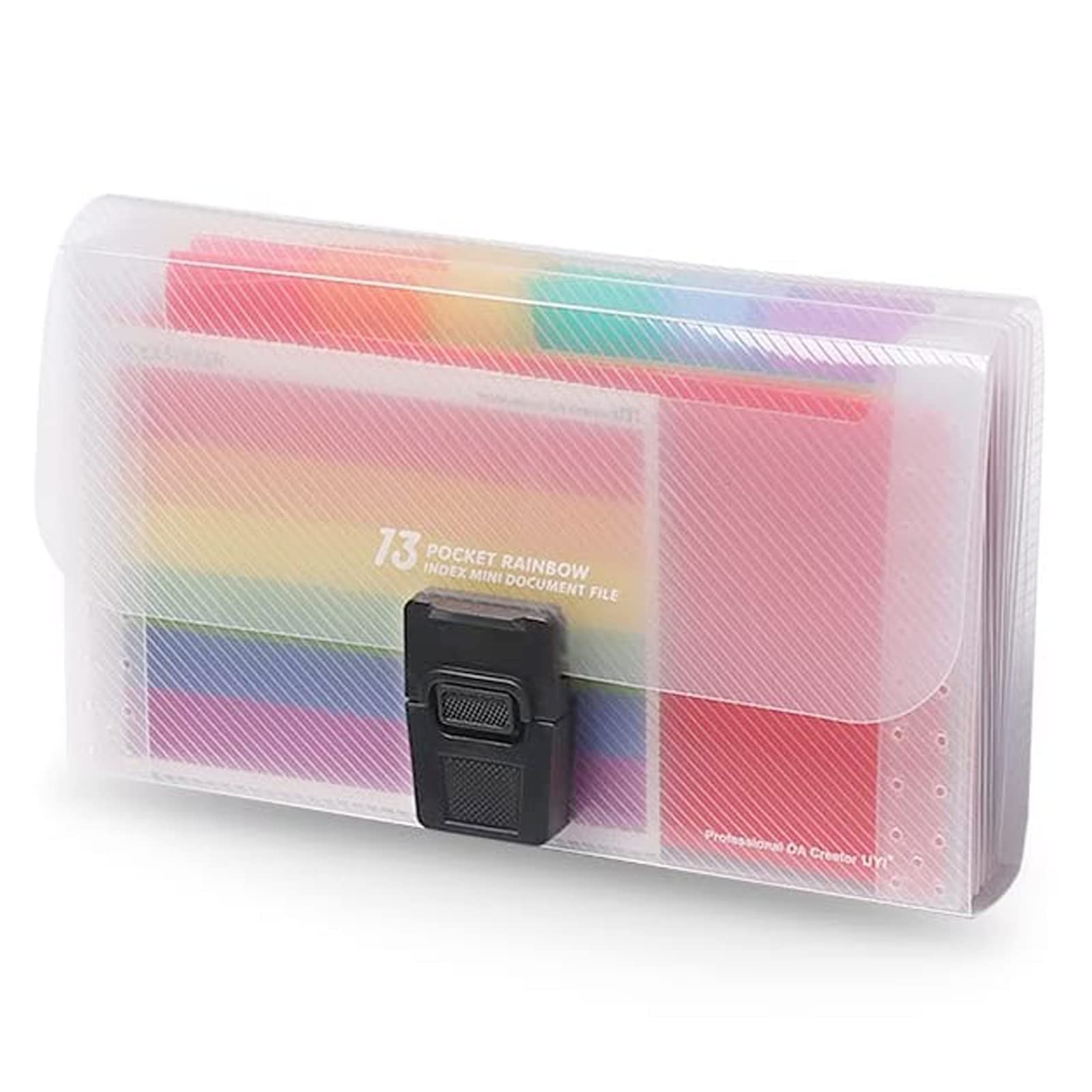 Expanding File Folder A6 Size 13 Pockets 1 Pc Portable Rainbow Document Organiser Wallet Case with Colored Labels Index