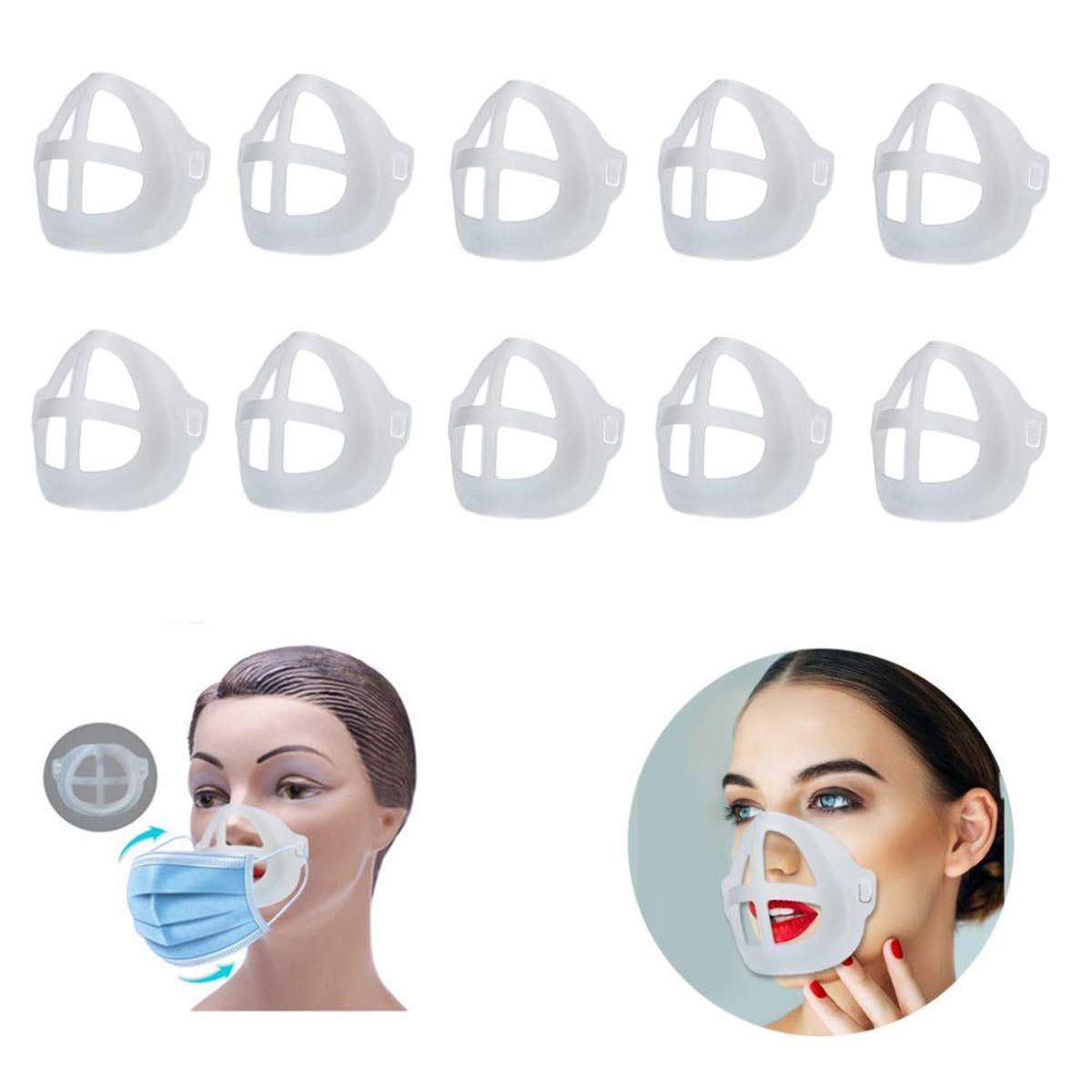 10 Pcs 3D Face Bracket for Mask, Face Inner Support Bracket for Breathing Smoothly, Protect Lipstick Lips for Keep Inner Clean, Face Bracket Accessorie