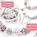 Morenitor Beaded Bracelet Handmade Carved Sterling Silver Plated Snake Chain Charms Bracelet Valentine's Day Jewelry Gifts for Her, 19.5cm (Pink)