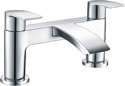 Hapilife Bath Tap Waterfall Mixer Chrome 2 Holes Deck Mounted Mono