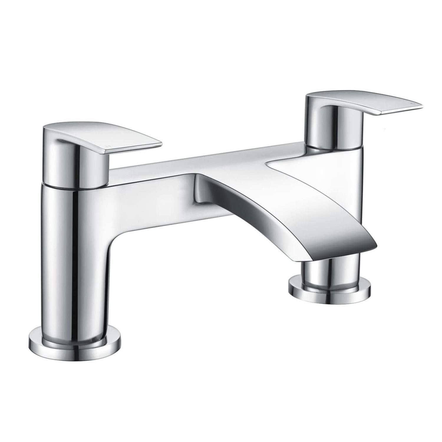 Hapilife Bath Tap Waterfall Bathroom Bathtub Mixer Taps 2 Holes Tub Tap Monobloc Bath Filler Mixer Taps Chrome Dual Lever Mono Deck Mounted Modern