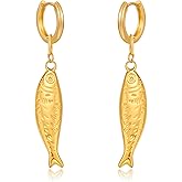 MIJENITI Gold Silver Hoop Earrings for Women Gold Silver Fish Dangle Earring Fashion Beach Jewelry for Women