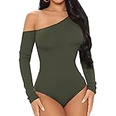 BelleLovin AESLOVIN Women's sexy One Shoulder Long Sleeve Tops T Shirt Bodysuit Jumpsuit