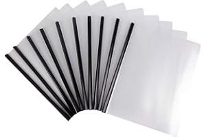 Cypress Lane Slide-Grip Clear Report/Presentation/Thesis/File/Document/Paper/Brochure/Resume Covers with Sliding Bar. File Organizer. Letter Size, 8.5 x 11 inches. Clear Front & Back (50 pcs Black)