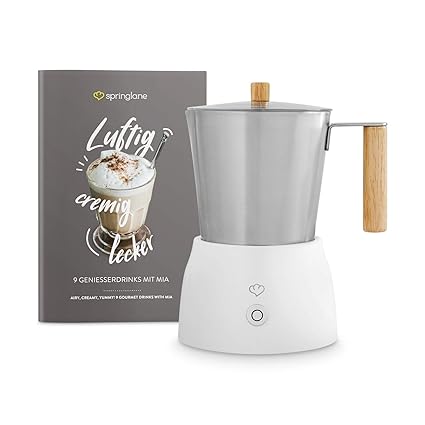 Springlane Kitchen Elektrischer Milchaufschäumer Mia | Edelstahl | 600W | 2 Einsätze | 250ml | Spülmaschinengeeignet