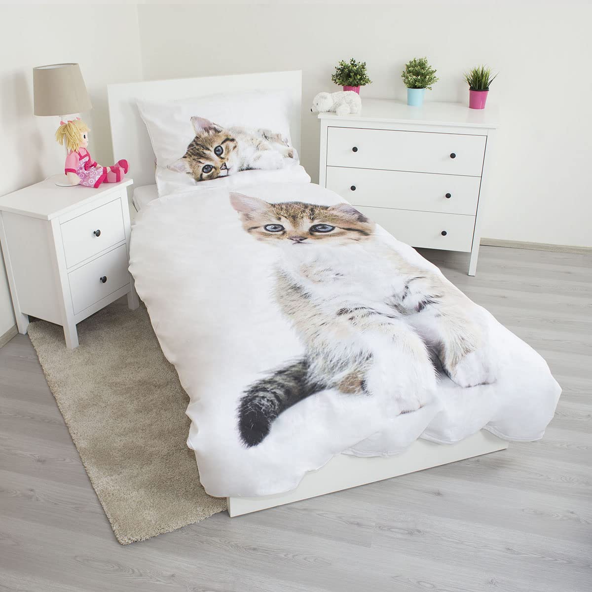 Home Chaton Bed Linen Cat Duvet Cover Cotton