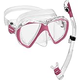 Rapido Otimo Two Lens Mask and Snorkel Combo - Clear/Pastel Pink
