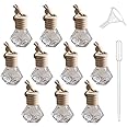 8ml Hanging Car Air Freshener, Car Oil Diffuser Pendant Empty Glass Bottle with Wooden Caps & Rope, Refillable Aromatherapy Fragrance Perfume Bottles, Auto Ornaments Decoration (10PCS)