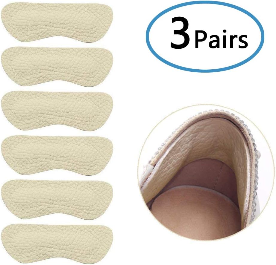 Heel Grips Pads Liner for Loose Shoes,Leather High Heel Pads for Shoes Too Big,High Heel Inserts for Women Men Anti Slip Blister, High Heel Insoles,3 Pairs (Grey, Thick)