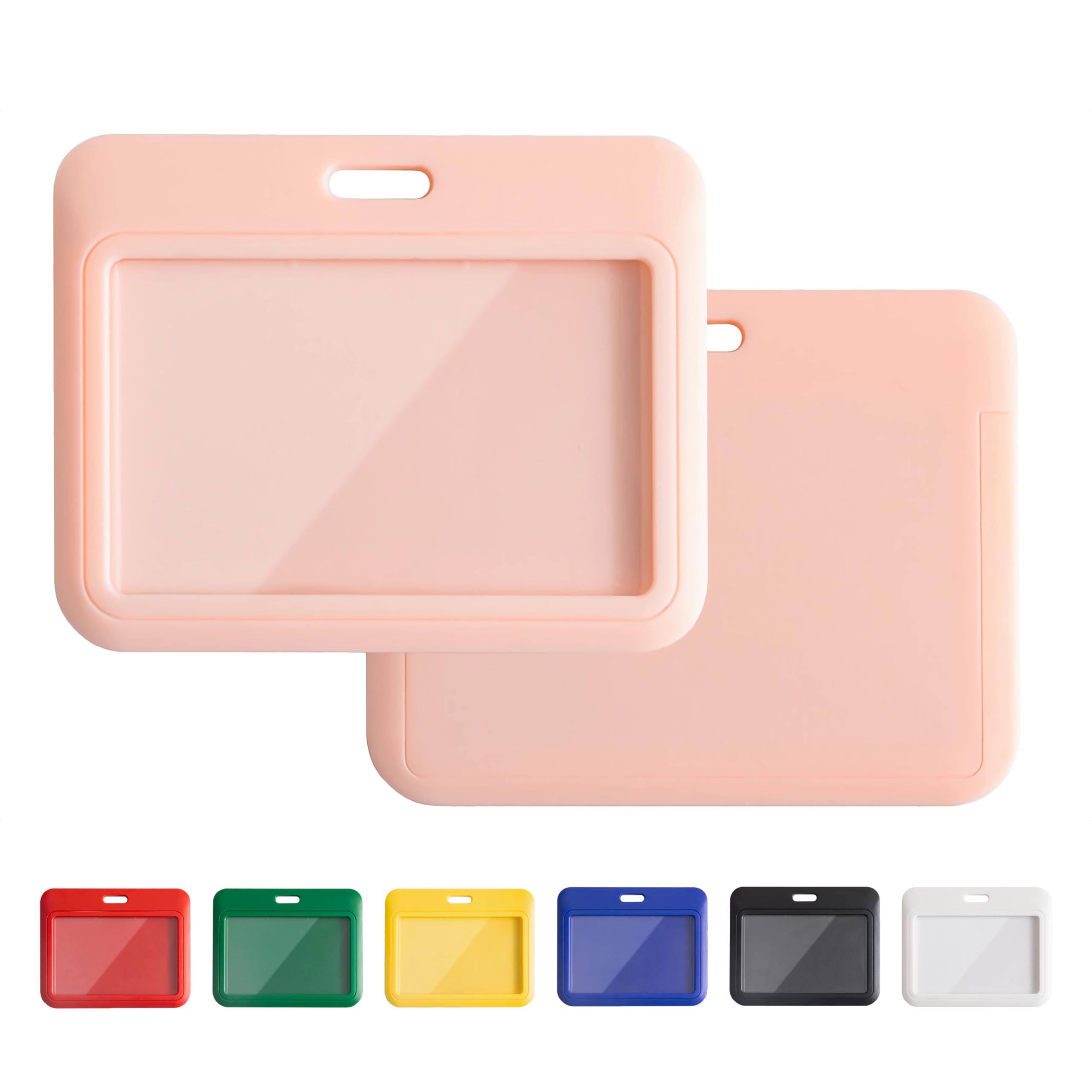 Photo 1 of 1 Pack Sliding Horizontal ID Badge Holder with Clear Window Pink ID Card Holder Protector Pouch for Office School ID Credit Cards Proximity Key Cards Driver’s Licenses and Passes