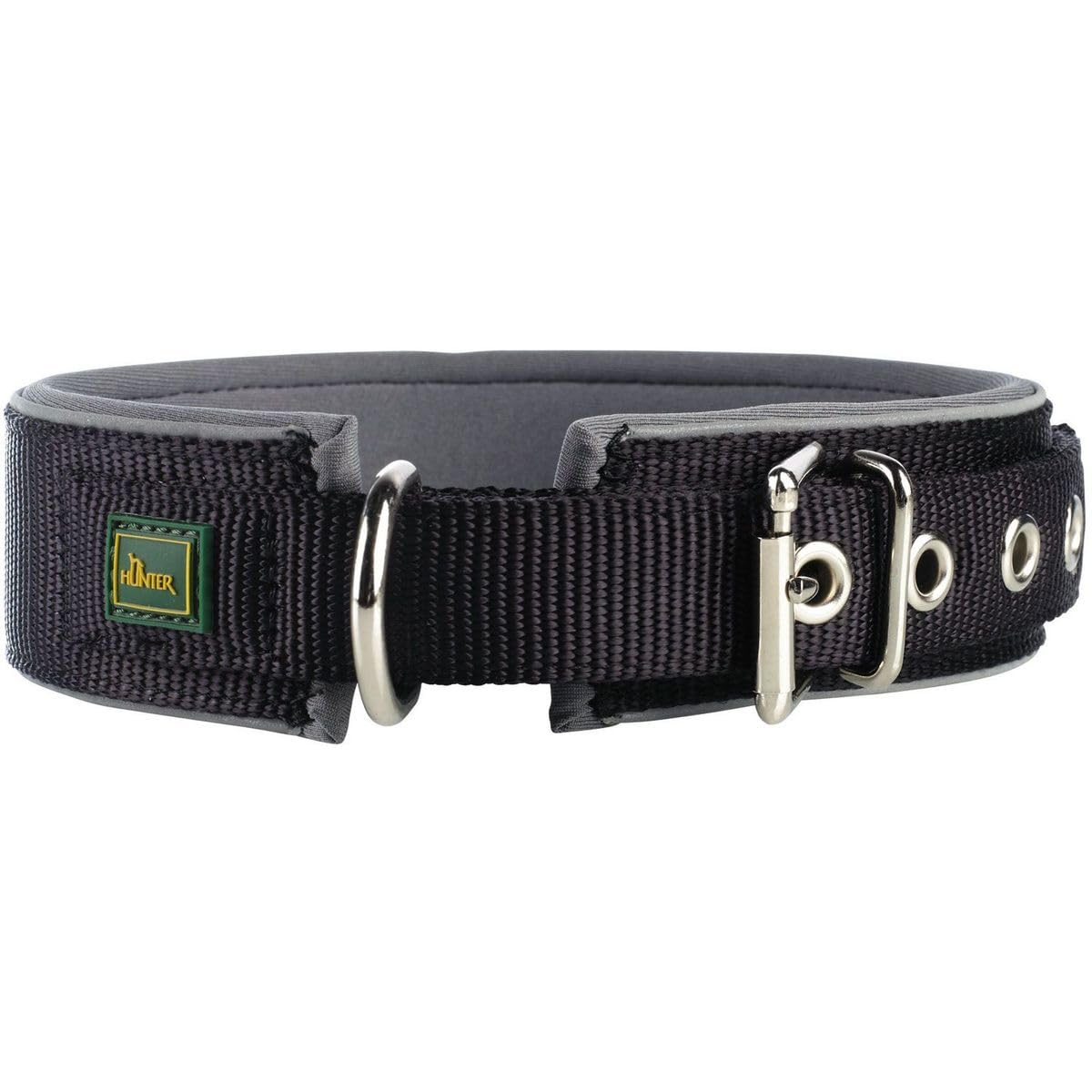 HUNTER Reflect Neoprene Collar,Black/Grey, Size 45, 34 - 41 cm, 45 mm