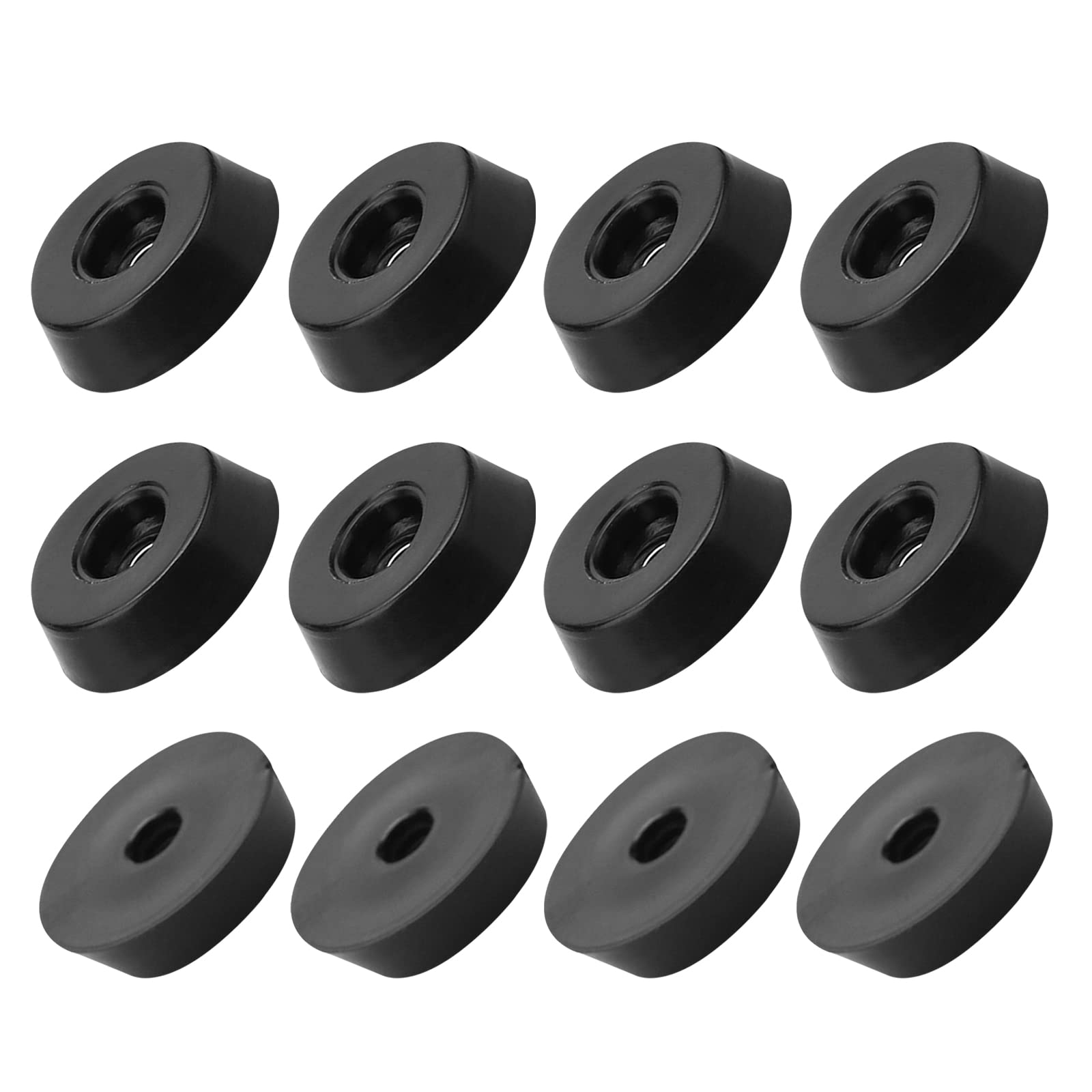 METALLIXITY Rubber Bumper Feet (18x5mm/0.71"x0.2") 12Pcs, Round Leg Pads Floor Protectors with Metal Washer - for Home Tables Chairs Cutting Board, Black
