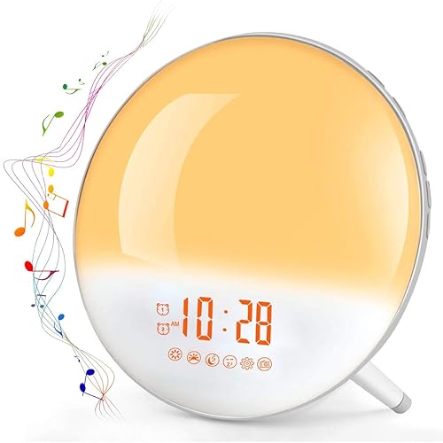 Sunrise Alarm Clock, TeRich Wake Up Light with FM Radio/Dual Alarm/7