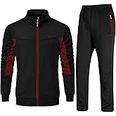 BGOWATU Men's Tracksuits 2 Piece Running Jackets Athletic Pants Sports Suit with Zipper Pockets