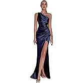 ADYCE Formal Dresses for Women Cocktail Wedding Guest Satin One Shoulder Maxi Party Prom Sexy Corset Bodycon Evening Gowns