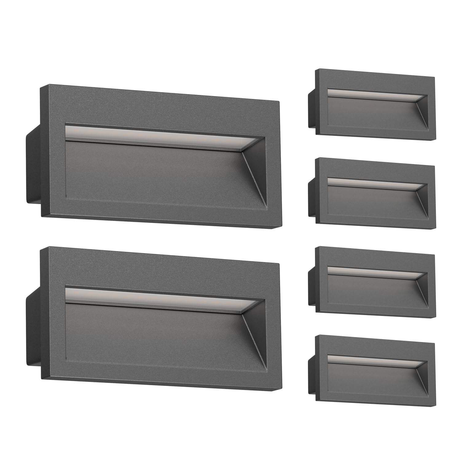 ledscom.de 6 LED recessed wall Light NOLA, Downlight for Outdoors, IP54, Anthracite matt, 140 x 70mm, Warm White