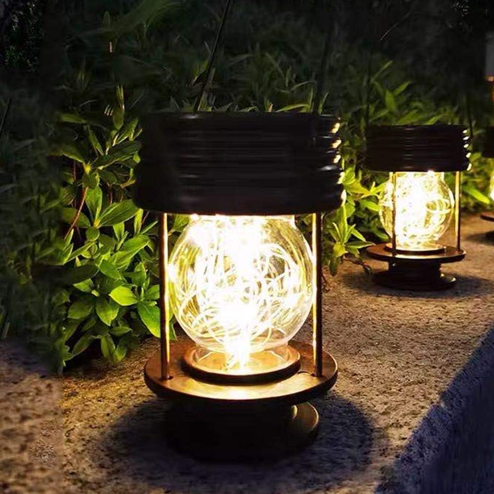 pearlstar Solar Lanterns Outdoor - Hanging Solar Landscape Lights Waterproof Table Lamps with Retro Design, LEDs Fairy Lights for Patio, Garden, Yard, and Pathway Decoration(2 Pack): Home Improvement
