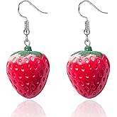 MALOYANVE Fruit Strawberry Earring for Women Cute 3D Acrylic Fruit Resin Simulation Red Strawberry Drop Dangle Earrings Female Beautiful Jewelry