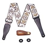 FluTune Leather Adjustable Guitar Strap - Jacquard Weave Collection Strap Set Fo