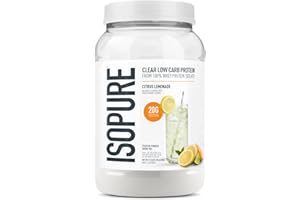 Isopure Clear Whey Isolate Protein Powder Infusions, Lactose Free, Gluten Free, Naturally Flavored, Citrus Lemonade, 20g Protein Per Serving, 1.9 Lb, 36 Servings