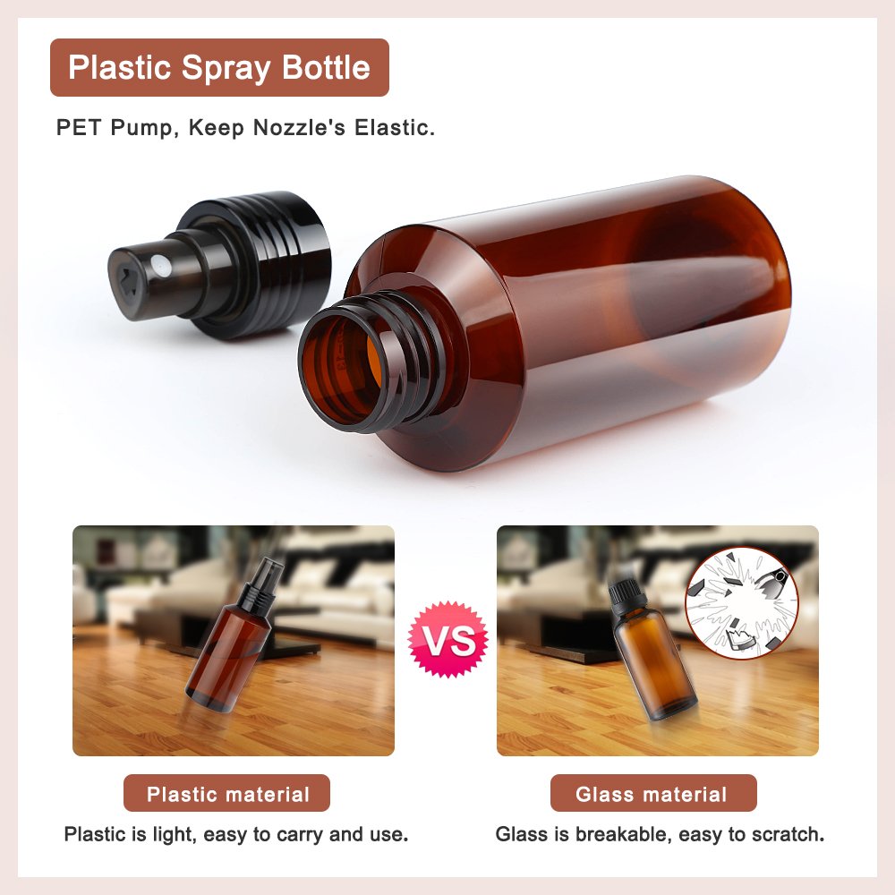 Empty Spray Bottles, Yblntek 4 Pcs Refillable Plastic Bottles Refillable Container with Fine Mist Sprayers for Essential Oils, Perfumes, or Aromatherapy