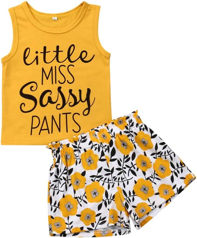 Kids Baby Girls Organic Cotton Floral Sleeveless Shirts Tops + High Waist Shorts Denim Pants Baby Summer Clothes Set
