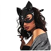 Mumbobyswim Women Cat Bunny Leather Masks Masquerade Mask for Cosplay Halloween Costume Accessory
