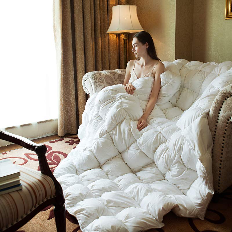 双重优惠：660元包邮 婉寇 80支超静音柔赛丝90白鹅绒扭花羽绒被 白色 200*230cm
