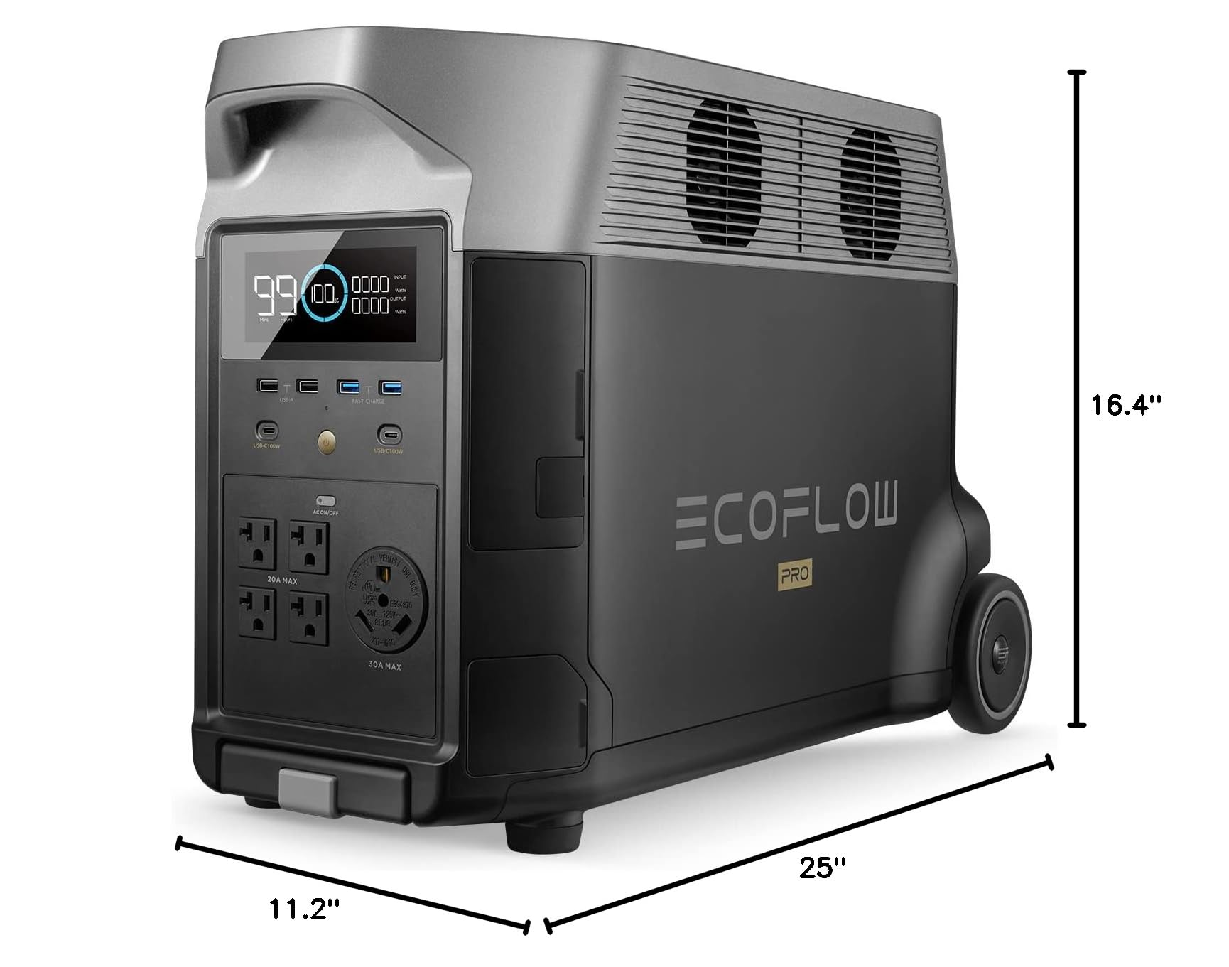 EF ECOFLOW Portable Power Station 3600Wh DELTA Pro, 120V AC Outlets x 5, 3600W, 2.7H Fast Charge, Lifepo4 Power Station, Solar Generator for Home Use, Power Outage, Camping, RV, Emergencies